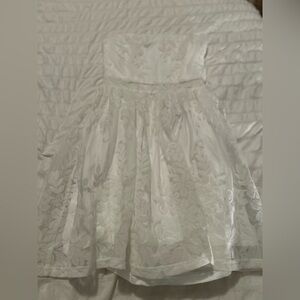 White Floral Strapless Dress